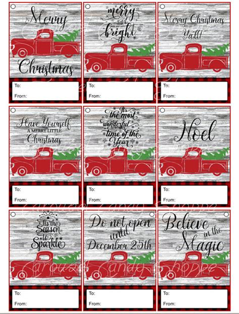 Red Truck Christmas Gift Tags Printable Digital PDF File | Etsy