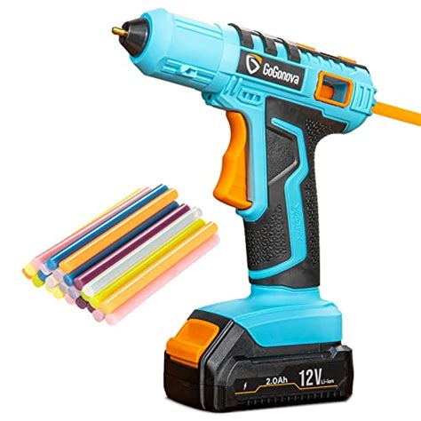 12V Cordless Hot Glue Gun GoGonova 15s Quick Preheat Anti Drip Glue Gun With LED Front Light