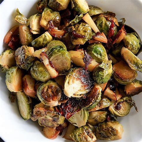 Roasted Brussels Sprouts With Bacon And Apples By Wholefully Quick