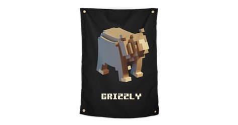 Voxel Adventures Fauna Grizzly Bear Tapestry Polysthetic S Relics