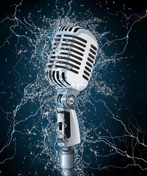 Old Microphone In Water Computer Design 2d Graphics Stock Photo