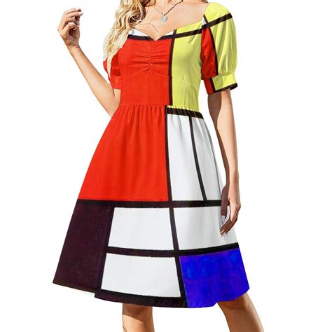 Graphic Mondrian Swinging 60s Sleeveless Dress Womens Clothing Summer 2024 Novelties Clothes