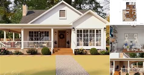 Cottage House Design with A Wrap-Around Porch + FLOOR PLAN ~ » HouseDesigns