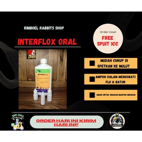 Jual Interflox Oral Obat Flu Dan Batuk Untuk Kelinci Kucing Repack Ml