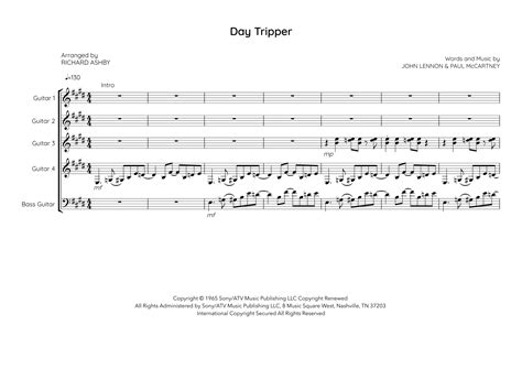 Day Tripper Arr Richard Ashby By The Beatles Sheet Music For Guitar