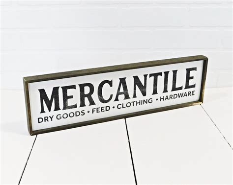 Mercantile Sign Vintage Style Wooden Sign With Frame Etsy