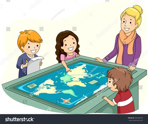 Illustration Group Preschool Kids Studying Geography Stock Vector ...