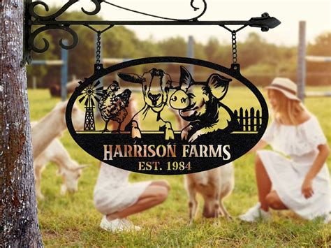 Metal Farm Sign,custom Metal Farm Name Sign,large Metal Name Sign,goats Pig Chicken Metal Sign ...