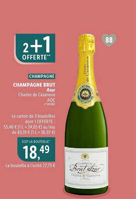 Promo Champagne Champagne Brut Azur Charles De Cazanove Aoc Chez Lidl