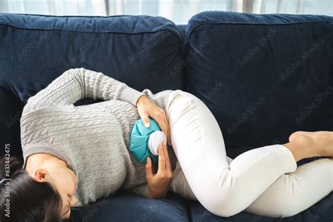 Woman Had A Stomach Ache Menstrual Pain And Gastritis Inflammatory Bowel Disease Gives A Hot
