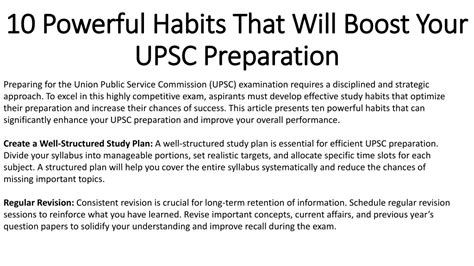 Ppt Powerful Habits That Will Boost Your Upsc Preparation