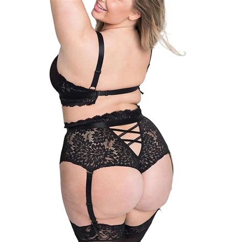 Women Sexy Lingerie Plus Size Lace Sleepwear Dress Transparent Open