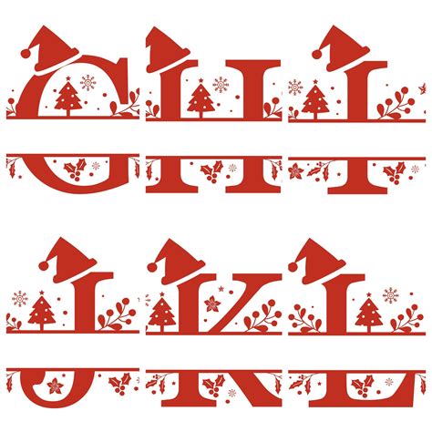 Christmas Monogram Svg Png Christmas Split Svg Png Etsy