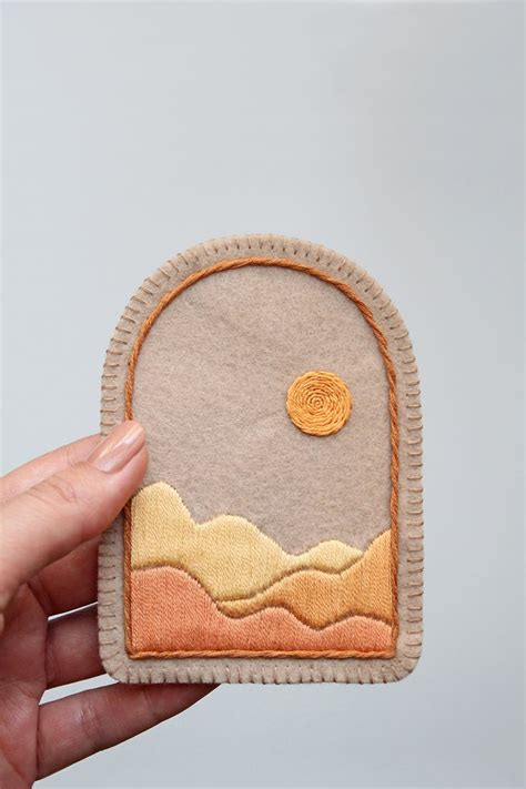 Arched Window Embroidered Patch Boho Embroidery Patch Palms And Sun