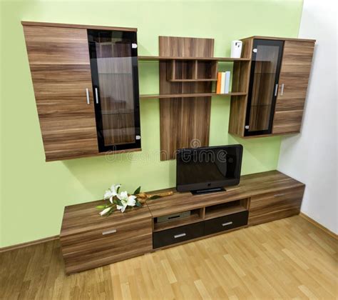 Modern tv wall unit stock image. Image of open, detachable - 12688293