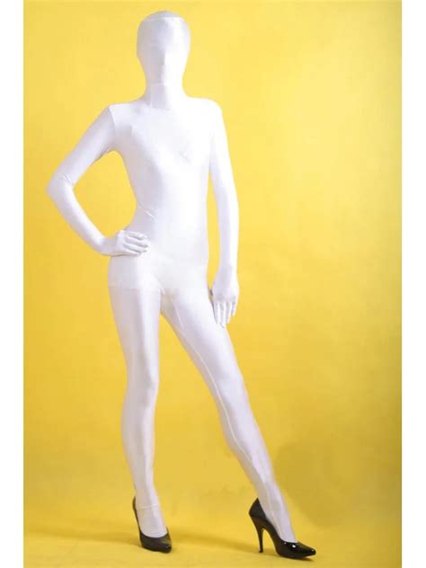 White Lycra Spandex Full Bodysuit Zentai Second Skin Suit Cosplay