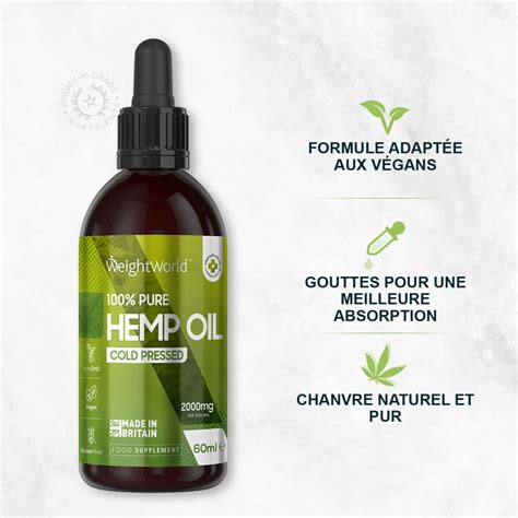 Huile De Chanvre Bio 60ml En Gouttes WeightWorld