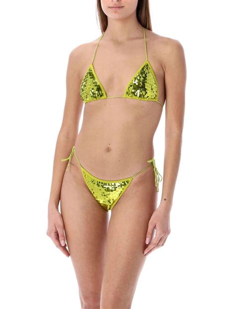 Oséree Microkini Sequin Bikini Set in Green Lyst