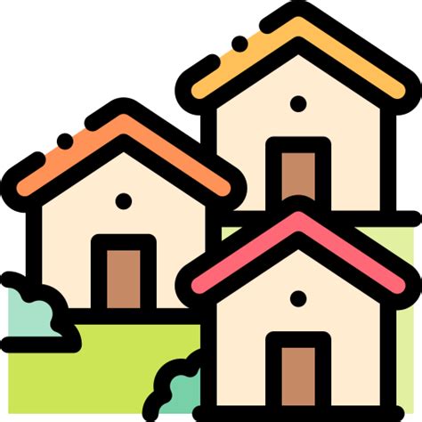 Village Detailed Rounded Lineal Color Icon