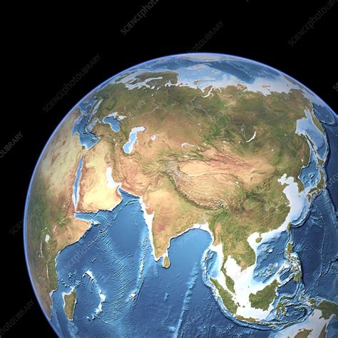 Asia, topographic map - Stock Image - C001/9101 - Science Photo Library