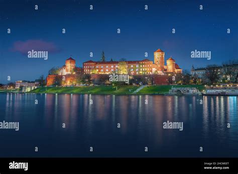 Wawel Castle Skyline At Night Krakow Poland Stock Photo Alamy