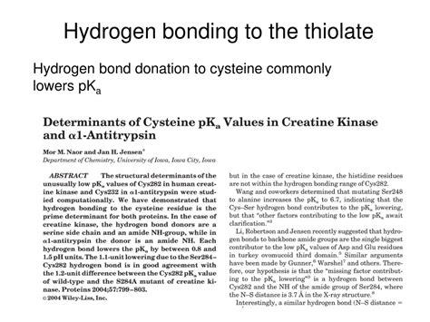 Ppt The Physical Biochemistry Of Thiol Ionization Powerpoint