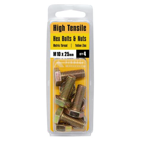 High Tensile Hex Bolts And Nuts M10 X 25mm Pinnacle Hardware