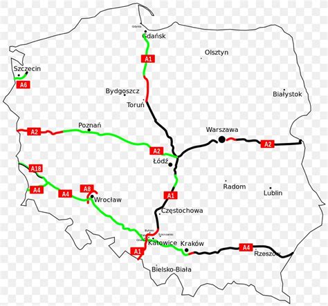 Highways In Poland Map Road Png X Px Poland Area Autobahn