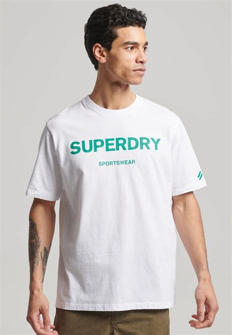 Superdry Code Core T Shirts Print Optic White Denim Zalando Dk