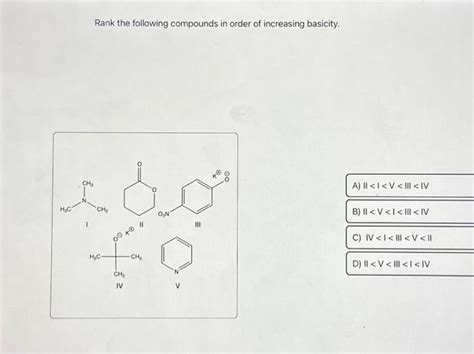 Rank The Following Compounds In Order Of Increasing