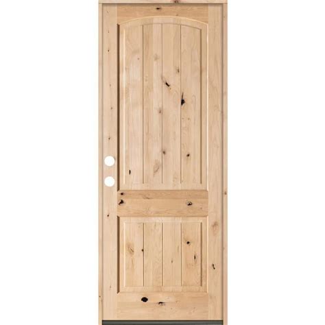 Krosswood Doors 36 In X 96 In Rustic Top Rail Arch 2 Panel Righthand Inswing Unfinished Knotty