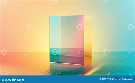 A Colorful Glass Block With A Rainbow Coming Out Of It With