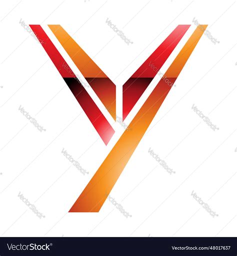 Orange and red glossy uppercase letter y icon Vector Image