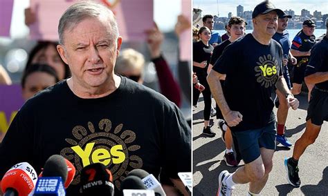 Anthony Albanese Shows Off New Voice To Parliament Slogan T Shirt As