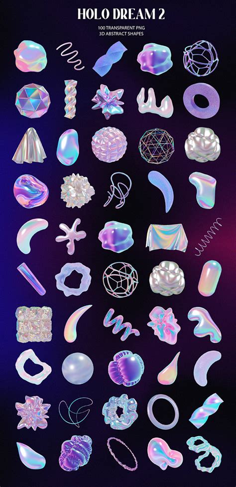 Holo Iridescence D Shapes Graphics On Behance