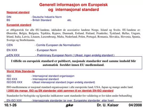 Ppt Generell Informasjon Om Europeisk Og Internasjonal Standard