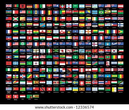 257 World Country Flags Alphabetically Order Black Background Stock Photo 12336574 : Shutterstock