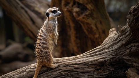 meerkat in natural habitat, meerkat on lookout, standing meerkat ...