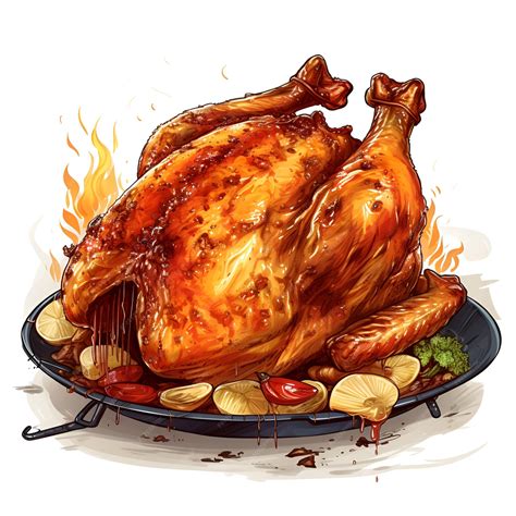 Premium AI Image | Cartoon roast chicken on white background