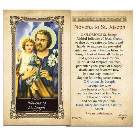 Novena To St Joseph Kilgarlin Laminated Prayer Card ShopCatholic