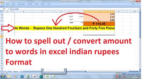 How To Spell Out Convert Amount To Words In Excel Formula Indian Rupees