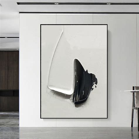 Large Black And White Painting Black And White Textured Art Minimalist Art Textured Painting ...