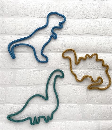 Knitted Wire Dinosaur Tricotin Shape Wall Decor Kidsroom Etsy