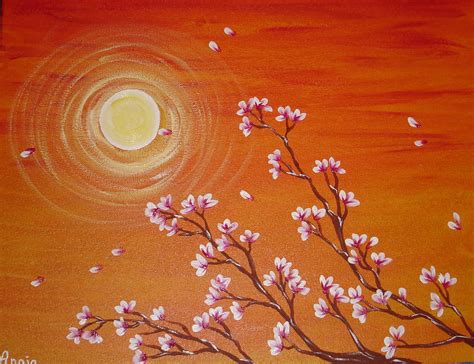 Sunset Cherry Blossoms Painting By Angie Butler Fine Art America