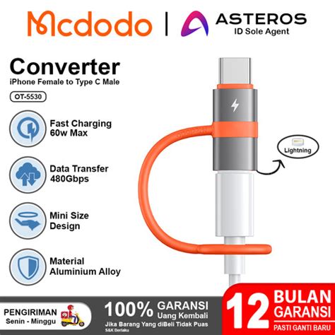 Jual Mcdodo Adapter Converter Lightning To Type C Male Charging Data Ot