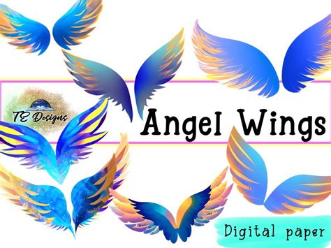 Angel Wings (Dark Blue) Clipart Graphic by TE Designs · Creative Fabrica