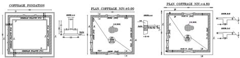 Coffrage Foundation Plan And Sections Detail Design In AutoCAD Drawing