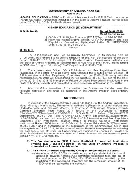 Btech Fee Structure | PDF | Vocational Education | Students 