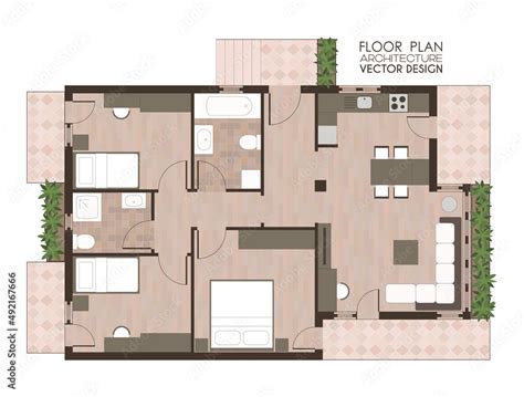 Top view of a house illustration, architecture floor plan vector Stock ...