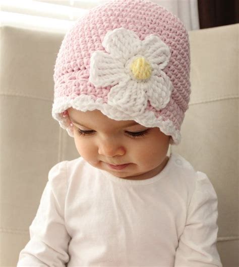 Baby Crochet Hat Baby Girl Hat With Flower Pink Hat With | Etsy | Baby ...